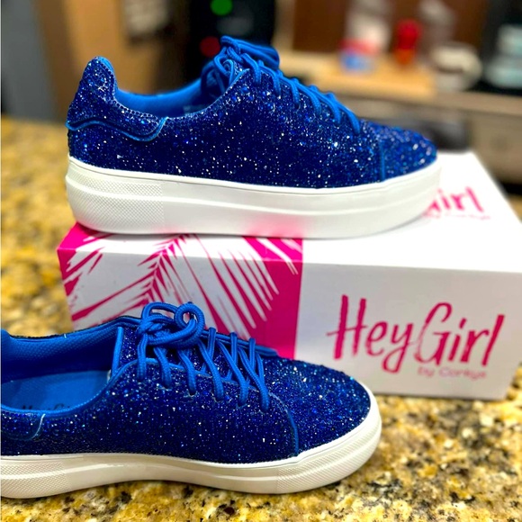 Electric Blue Bedazzle Low Top Shoe - Medium Width, go up one size if 1/2 size - Picture 1 of 4